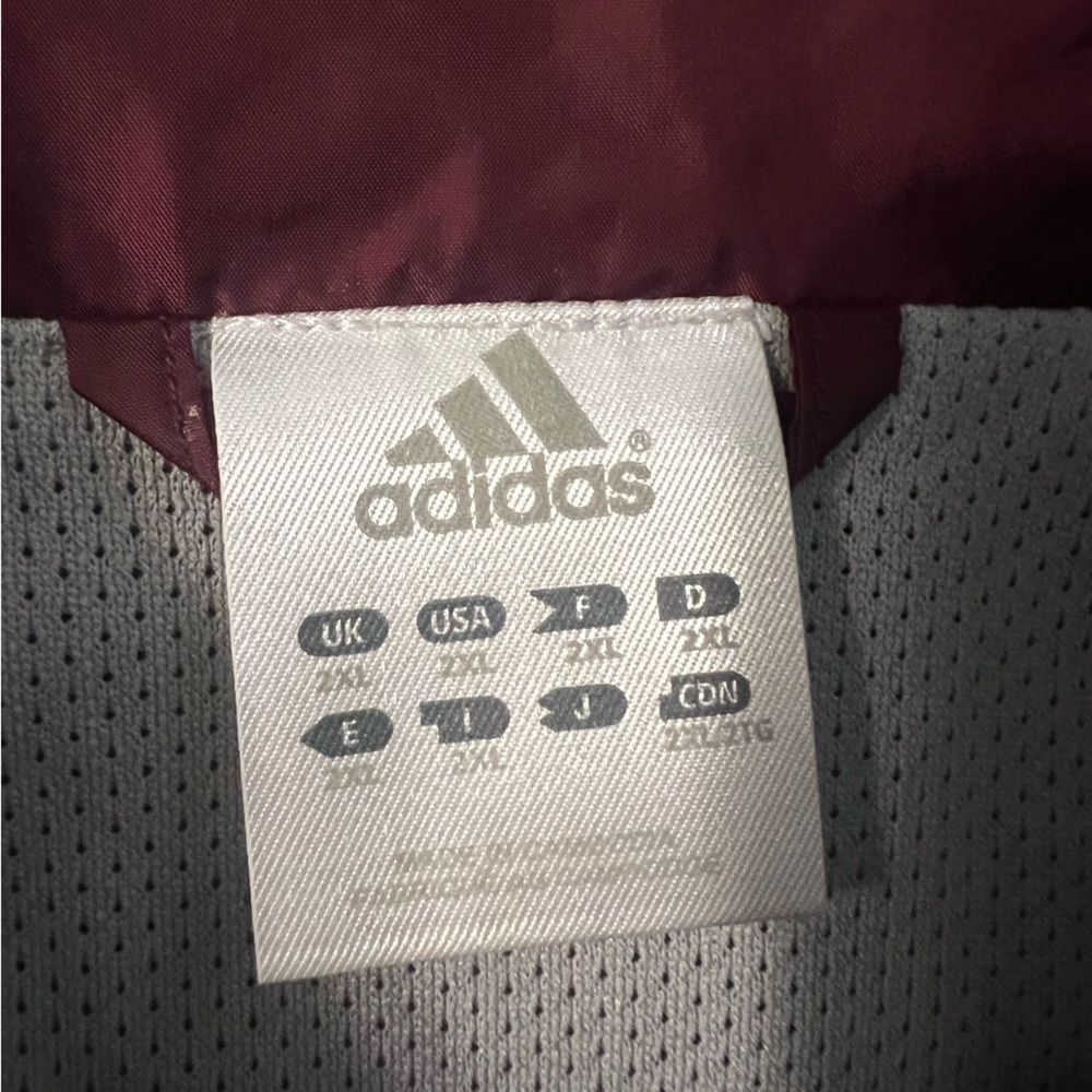 NWT Adidas Windbreaker Full Zip Jacket Vintage Retro Mens Sz 2XL Maroon 3 Stripe - Picture 9 of 14